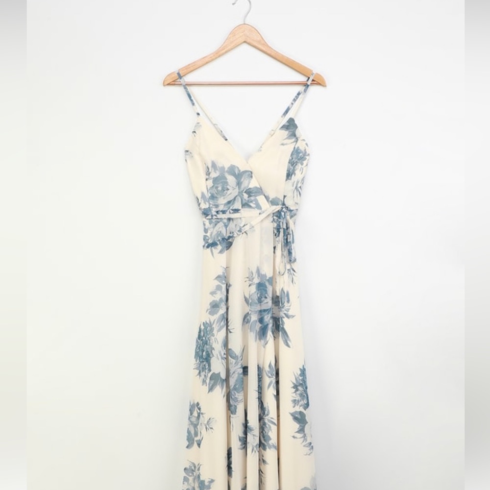NWT White and Blue Wrap Maxi Dress from Lulus